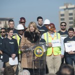 Mayor Ashley Swearengin speaks to the audience of High-Speed Rail groundbreaking ceremony.
